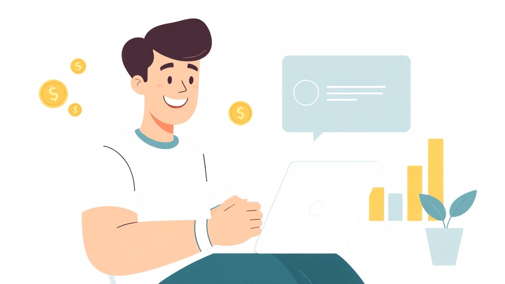 Person verdient Geld mit Online-Umfragen am Laptop