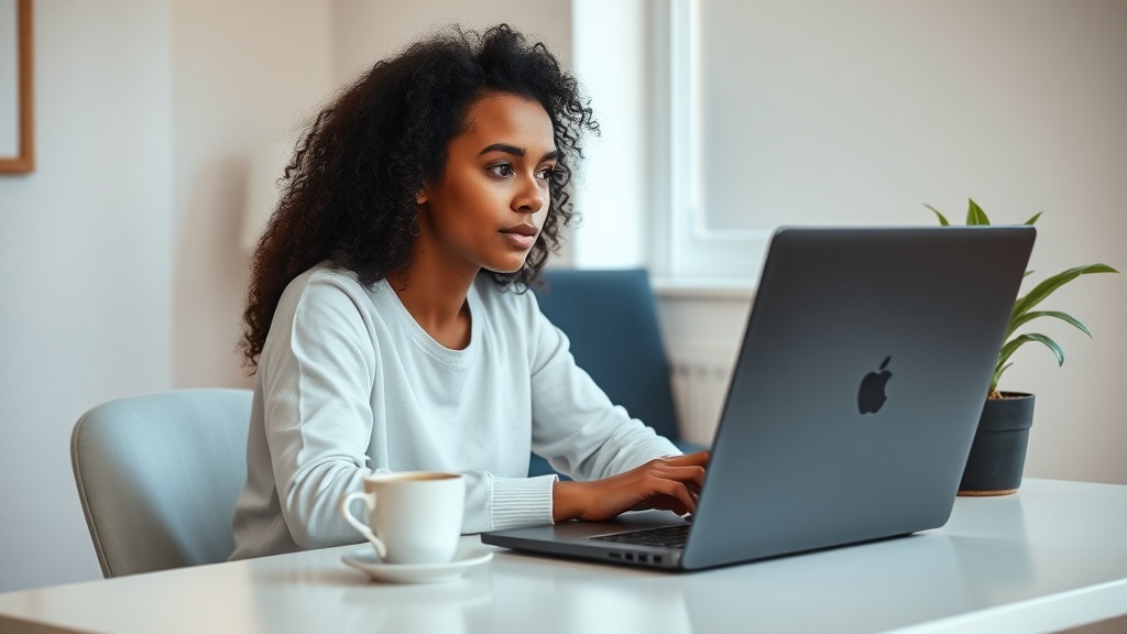 Eine Person arbeitet konzentriert an einem Laptop in einem modernen Home-Office-Setup, symbolisierend Online Geld verdienen Jobs im Jahr 2026.