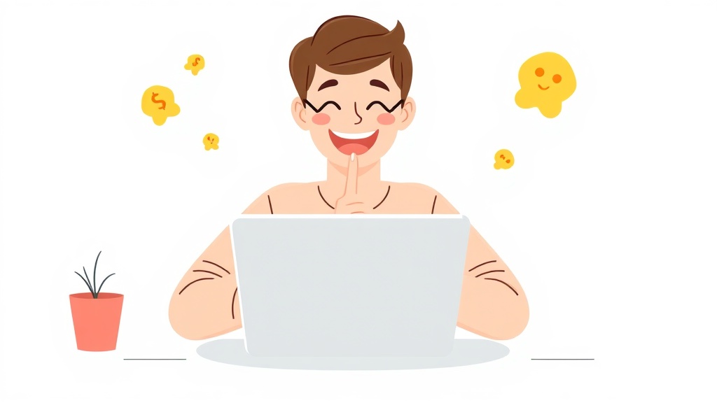 Eine Person füllt online Umfragen aus und verdient damit Geld.