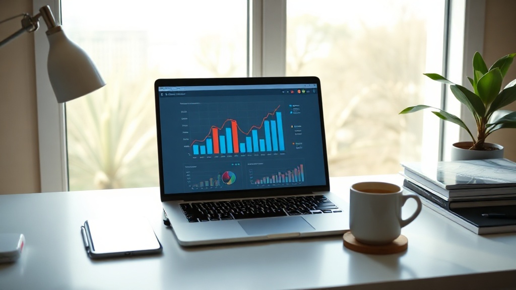 Ein moderner, minimalistischer Arbeitsplatz im Homeoffice für ein digitales Business im Jahr 2026