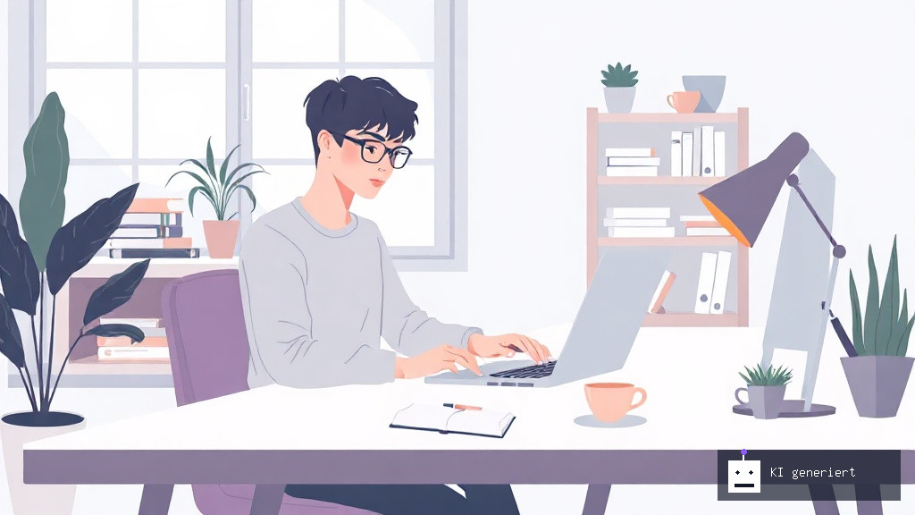 Person arbeitet konzentriert und entspannt in einem modernen Home Office.