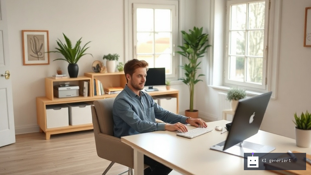 Moderne und helle Arbeitsumgebung zu Hause, um von daheim Geld zu verdienen.