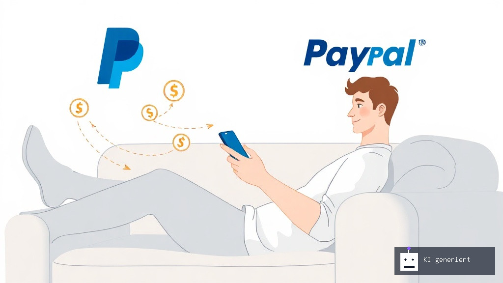 Eine Person verdient mit dem Smartphone über Online-Umfragen Geld, das per PayPal ausgezahlt wird.
