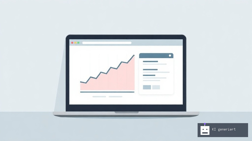 Illustration eines Laptops mit einem steigenden Einkommensdiagramm und einer Website-Oberfläche zur Darstellung von Online-Einkommen.