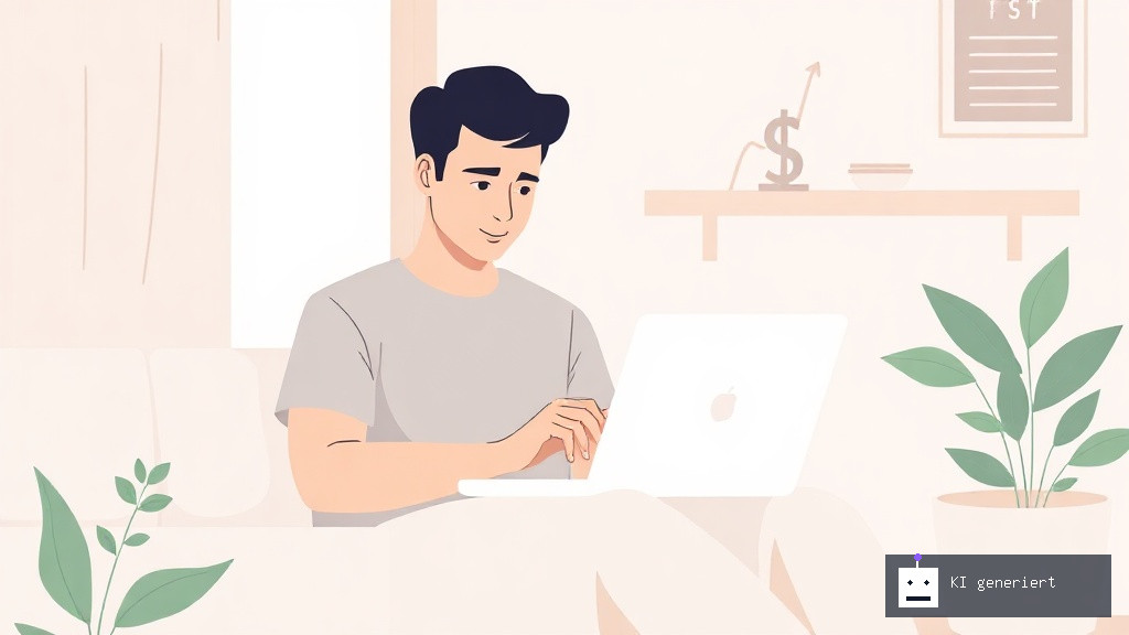 Eine Person arbeitet konzentriert am Laptop in einer gemütlichen Umgebung, um online nebenbei Geld zu verdienen.