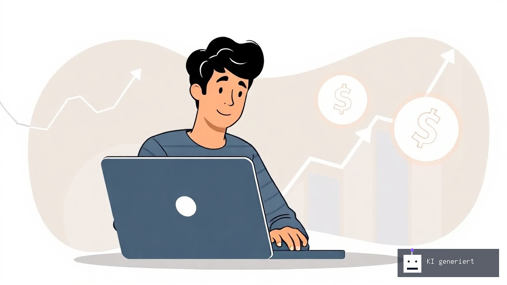Erfolgreiche Person arbeitet online am Laptop und verdient Geld