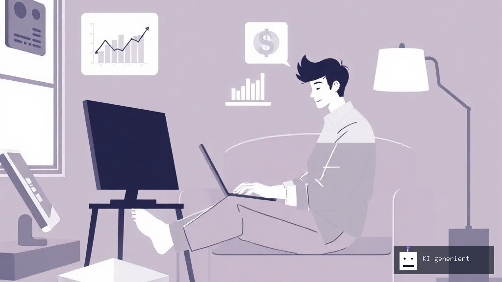 Person arbeitet im Homeoffice am Laptop und verdient Geld.