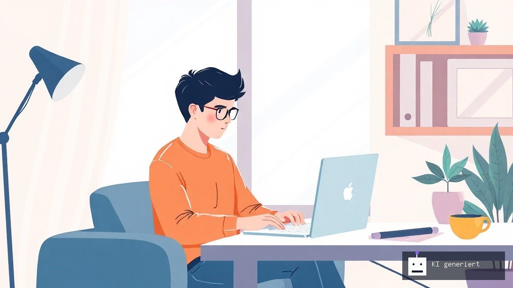 Person arbeitet entspannt im Homeoffice mit Laptop und viel Tageslicht.