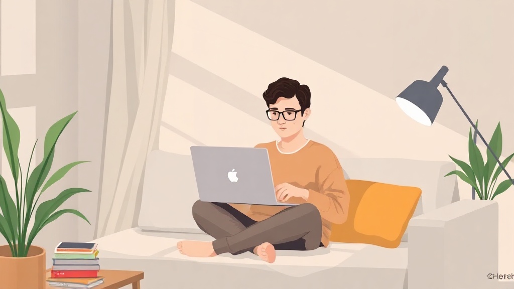 Person arbeitet konzentriert und entspannt von zuhause am Laptop, um Geld zu verdienen.