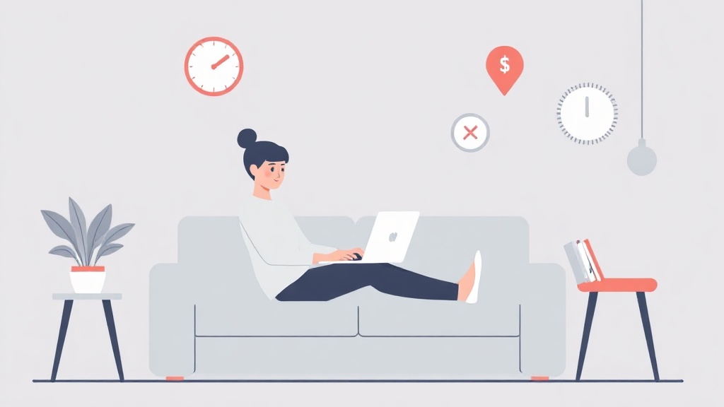 Person arbeitet legal von zu Hause am Laptop und verdient Geld.